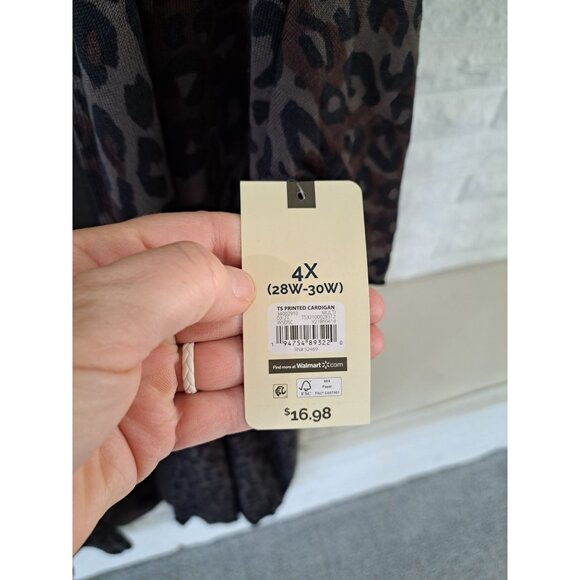 Terra & Sky Leopard Print 4X (28W-30W) Open Front Flowy Boho-chic Festival NEW - Picture 3 of 5
